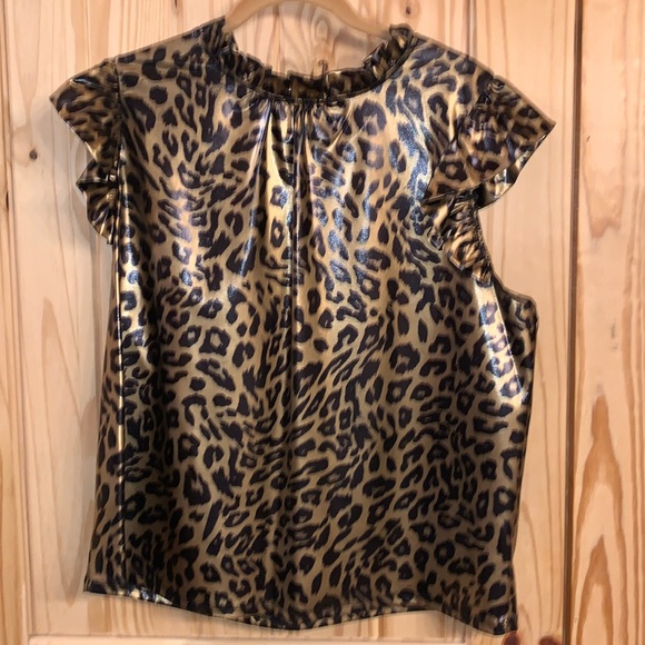Jodifl Faux Leather Animal Print Top Size Large - Picture 1 of 4